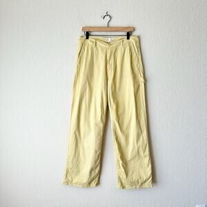 CURRENT ELLIOTT Chino Pants Pale Yellow Relaxed Straight Twill Work